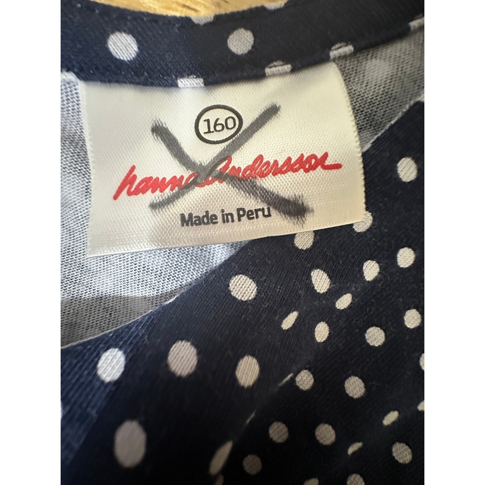 Hanna Andersson Polka Dot Top Kids Navy Blue Lace‎ Ruffle Nautical 160/14 - Picture 4 of 6